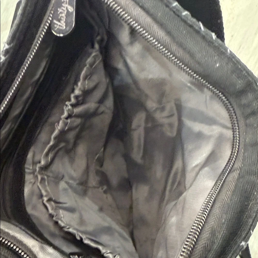 Thirty-One Black Quilted Messenger Bag